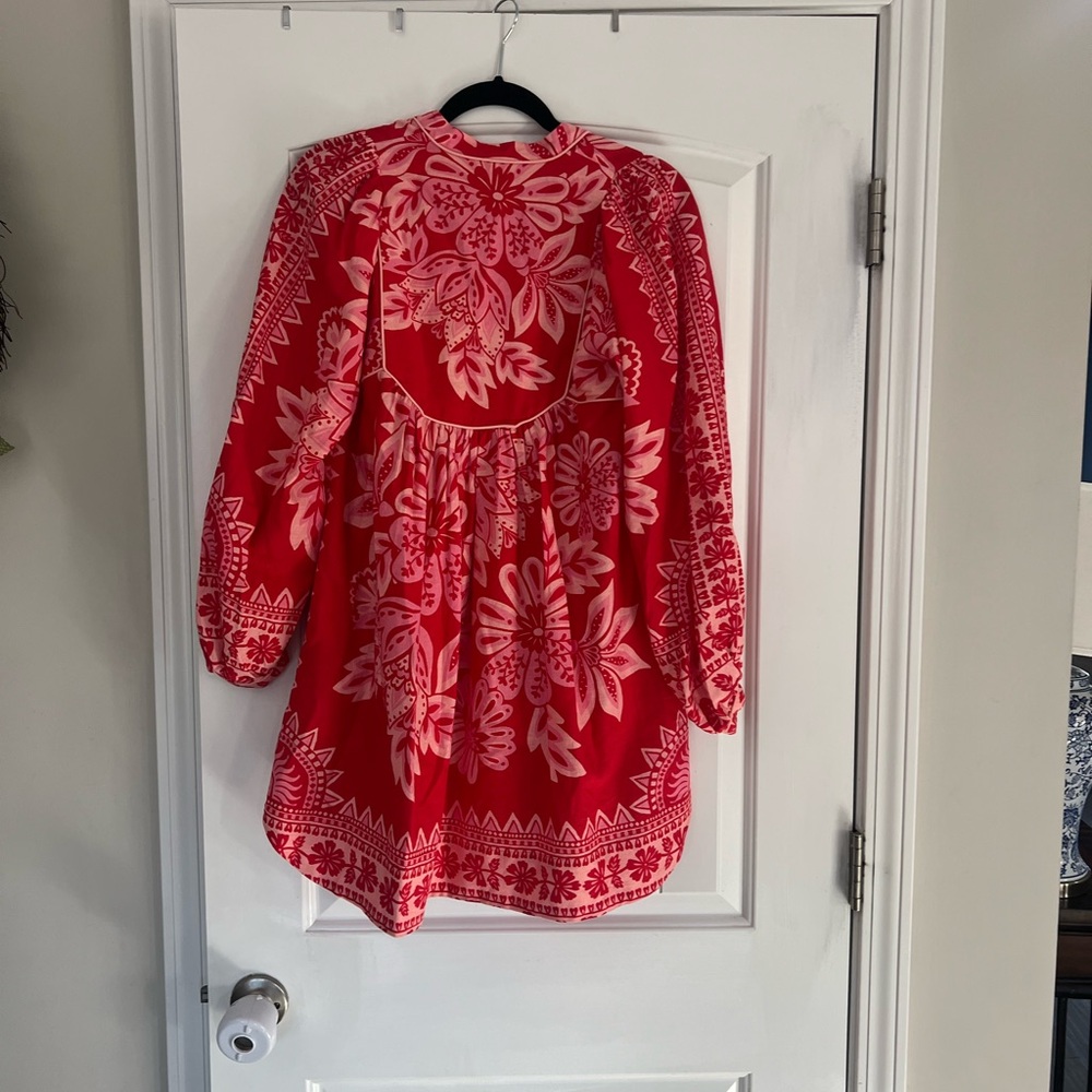 Farm Rio Flora Tapestry Red Long sleeve dress xxs - Picture 10 of 10